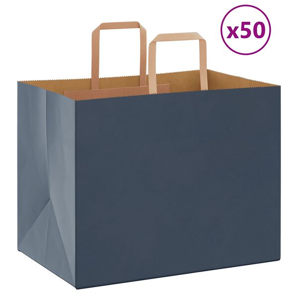 vidaXL Bolsas de papel con asas 50 uds azul 32x22x24 cm