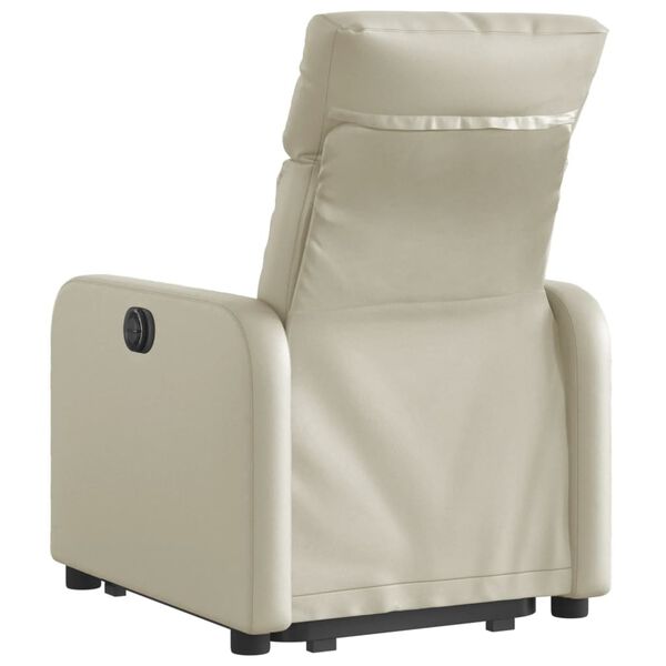 vidaXL Sill&oacute;n reclinable elevable el&eacute;ctrico de cuero sint&eacute;tico crema