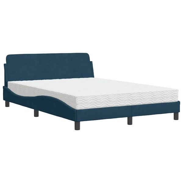 vidaXL Cama con colch&oacute;n Dover terciopelo azul 140x190 cm