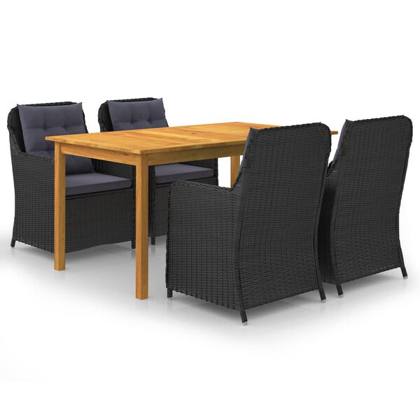vidaXL Juego de comedor para jard&iacute;n 5 piezas negro