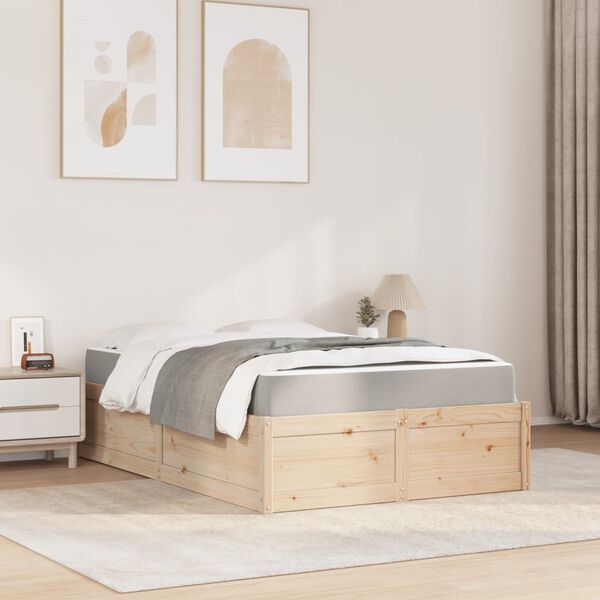 vidaXL Cama con colch&oacute;n madera maciza de pino 120x190 cm
