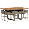 vidaXL Set comedor jard&iacute;n 7 pzas y cojines rat&aacute;n sint&eacute;tico gris