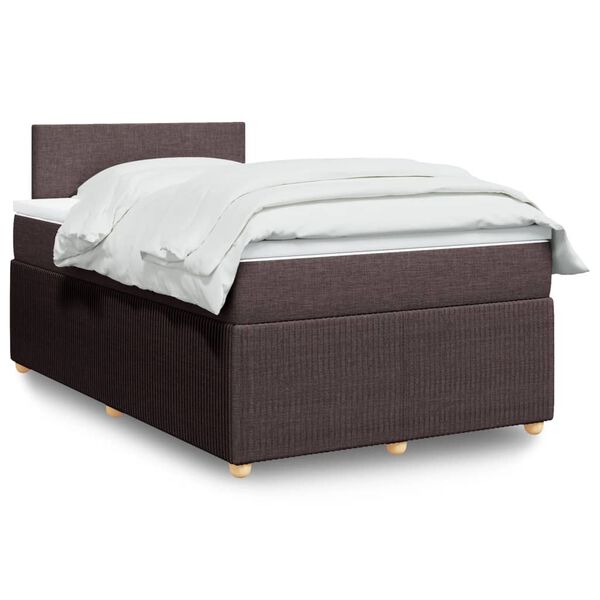 vidaXL Cama box spring con colch&oacute;n tela marr&oacute;n oscuro 120x190 cm