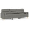 vidaXL Sof&aacute; 3 plazas con almohadas y cojines tela gris oscuro 210 cm