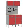 vidaXL Conjunto de armarios de trabajo con caj&oacute;n Manual 6 uds. Rojo