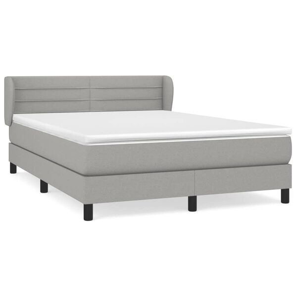 vidaXL Cama box spring con colch&oacute;n tela gris claro 140x190 cm