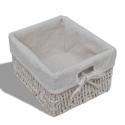 vidaXL Armario con 3 cestas tejidas a la izquierda madera blanco