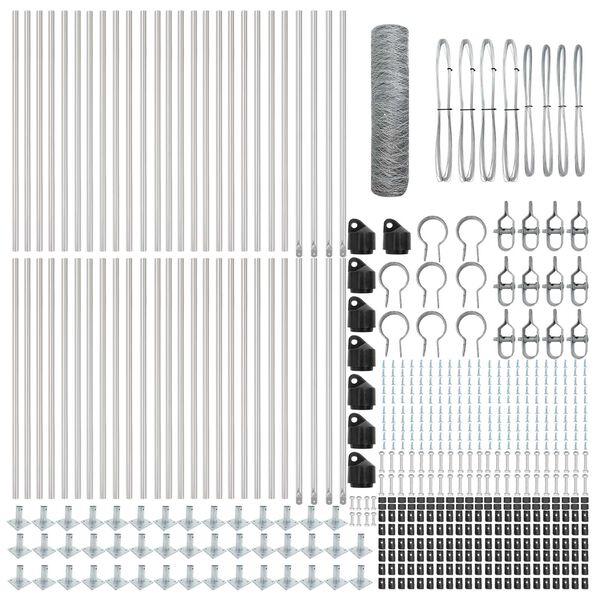 vidaXL Poste de Valla Plateado 100 x 0,5 m (malla de 50 mm) Acero