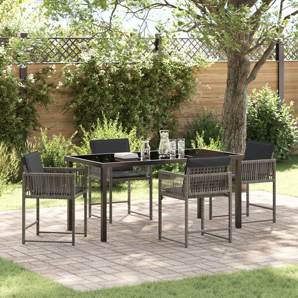 vidaXL Conjunto de Comedor de Jardín 5 pcs Gris ratán sintético