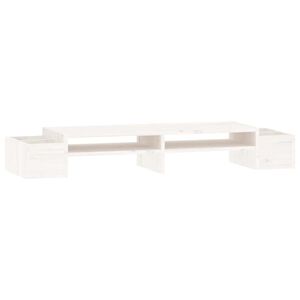 vidaXL Soporte para monitor madera maciza pino blanco 100x27,5x15 cm