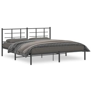 vidaXL Estructura cama sin colch&oacute;n con cabecero metal negro 180x200 cm