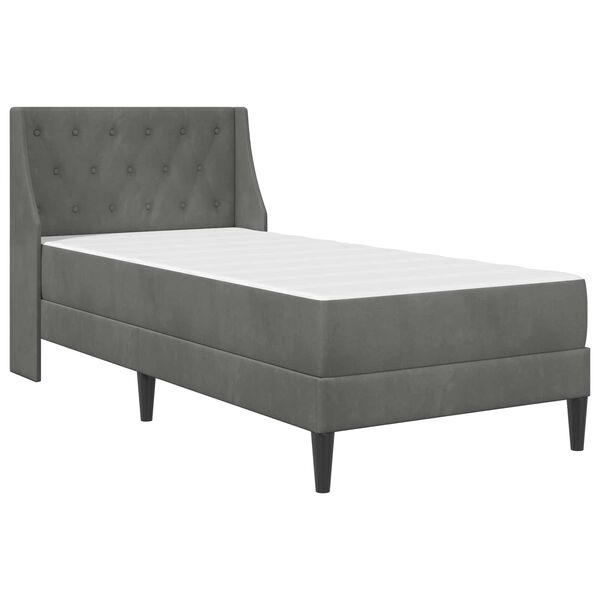 vidaXL Estructura de cama con colch&oacute;n Gris oscuro 90 x 190 cm