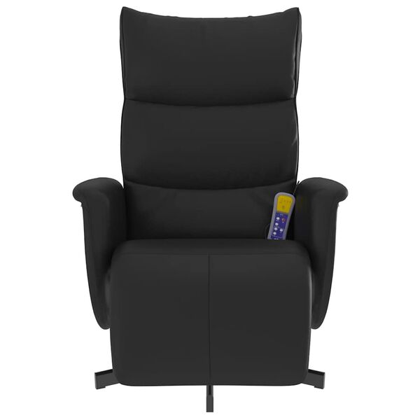 vidaXL Sill&oacute;n reclinable masaje con reposapi&eacute;s cuero sint&eacute;tico negro