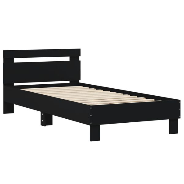 vidaXL Estructura cama con cabecero madera ingenier&iacute;a negro 90x200 cm