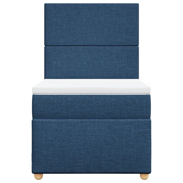 vidaXL Cama box spring con colch&oacute;n tela azul 90x200 cm
