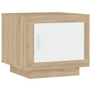 vidaXL Mesa de centro madera de ingenier&iacute;a blanco y Sonoma 51x50x45 cm
