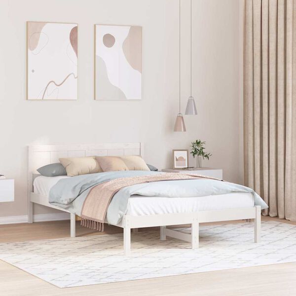 vidaXL Estructura de cama 135 x 190 cm Madera maciza de Pino