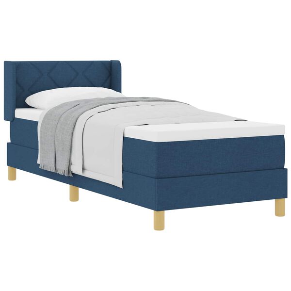 vidaXL Cama con Somier con colch&oacute;n con cabecera Azul 80 x 200 cm tela