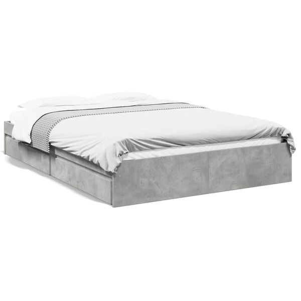 vidaXL Cama con cajones madera ingenier&iacute;a gris hormig&oacute;n 150x200 cm