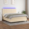 vidaXL Cama box spring colch&oacute;n y luces LED tela crema 180x200 cm