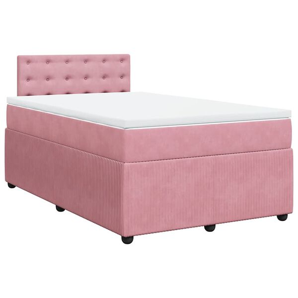 vidaXL Cama box spring con colch&oacute;n terciopelo rosa 120x200 cm