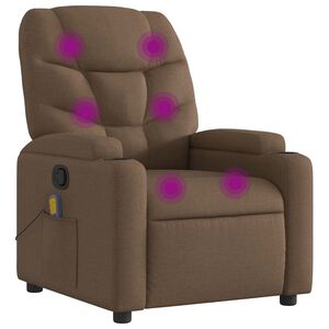 vidaXL Sill&oacute;n reclinable con masaje de tela marr&oacute;n