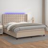 vidaXL Cama box spring colch&oacute;n LED cuero sint&eacute;tico capuchino 160x200cm