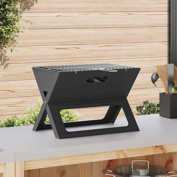 vidaXL Parrilla al aire libre Negro 46 x 30 x 31 cm Acero