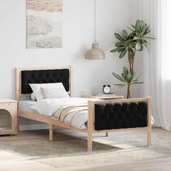 vidaXL Estructura de cama Negro 80 x 200 cm Madera de pino macizo