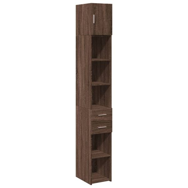 vidaXL Armario estrecho madera ingenier&iacute;a marr&oacute;n roble 30x42,5x225 cm