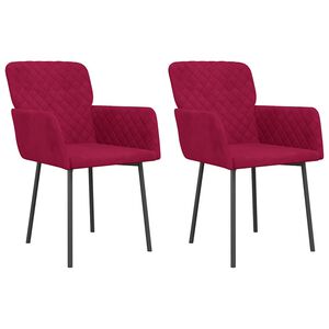 vidaXL Sillas de comedor 2 unidades terciopelo rojo tinto