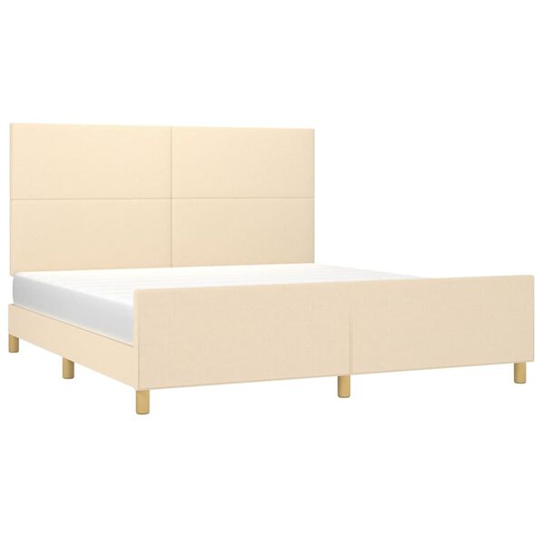 vidaXL Cama sin colch&oacute;n tela color crema 160x200 cm