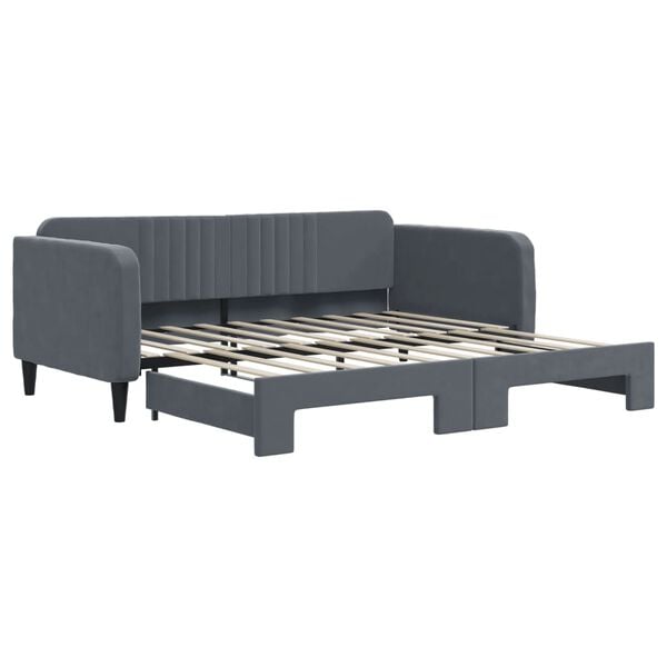 vidaXL Sof&aacute; cama nido terciopelo gris oscuro 90x190 cm