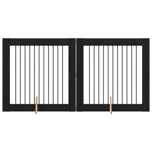 vidaXL Puerta de perro con soportes 2 pcs Roble Negro 100 x 100 cm