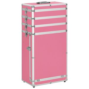 vidaXL Malet&iacute;n trolley de maquillaje de aluminio rosa