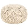 vidaXL Puf de macram&eacute; hecho a mano algod&oacute;n 45x30 cm