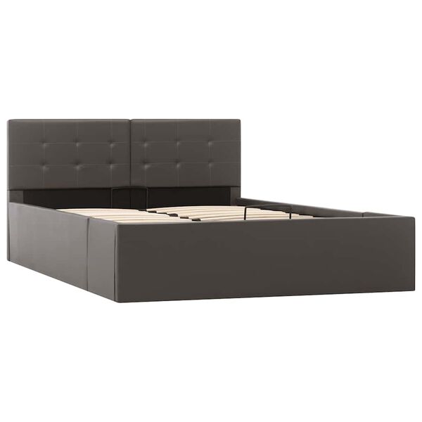 vidaXL Cama canap&eacute; hidr&aacute;ulica cuero sint&eacute;tico gris 120x200 cm