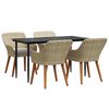 vidaXL Conjunto de Comedor de Jard&iacute;n 5 uds. Beige rat&aacute;n sint&eacute;tico
