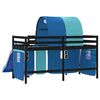 vidaXL Cama alta para ni&ntilde;os con t&uacute;nel madera pino azul 90x190 cm