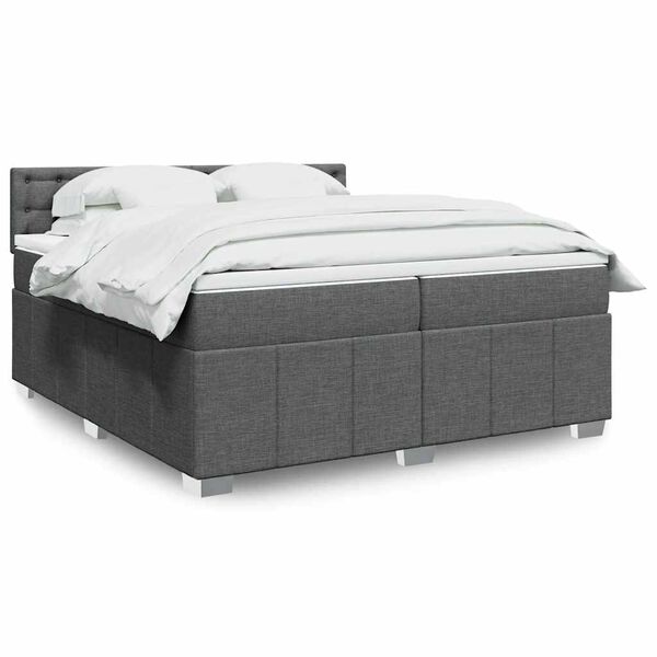 vidaXL Cama box spring con colch&oacute;n tela gris oscuro 200x200 cm