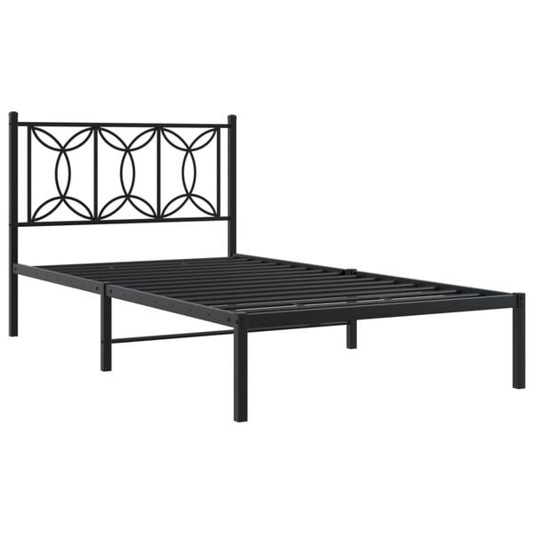 vidaXL Estructura cama sin colch&oacute;n con cabecero metal negro 100x200 cm