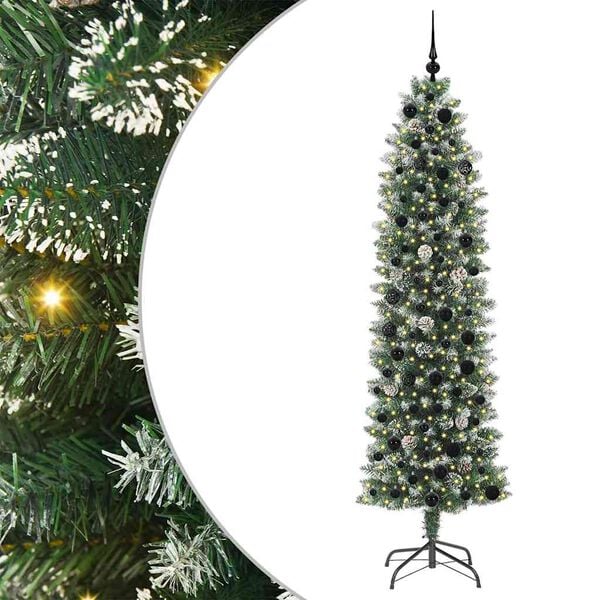 vidaXL &Aacute;rbol Navide&ntilde;o Artificial Delgado con 300 LED Verde y 210 cm