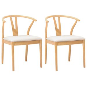 vidaXL Silla de comedor 2 uds. Madera de Caucho S&oacute;lido Natural y claro