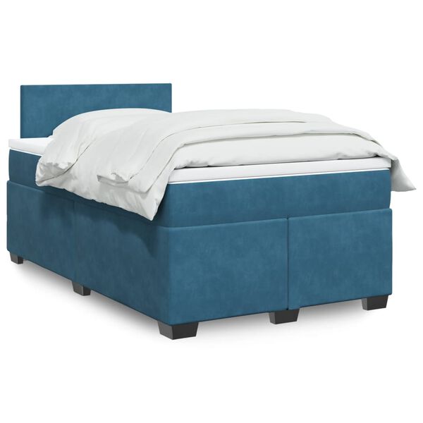 vidaXL Cama box spring con colch&oacute;n terciopelo azul 120x200 cm