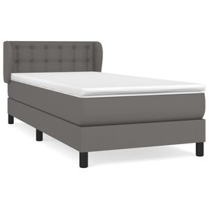 vidaXL Cama box spring con colch&oacute;n cuero sint&eacute;tico gris 90x190 cm
