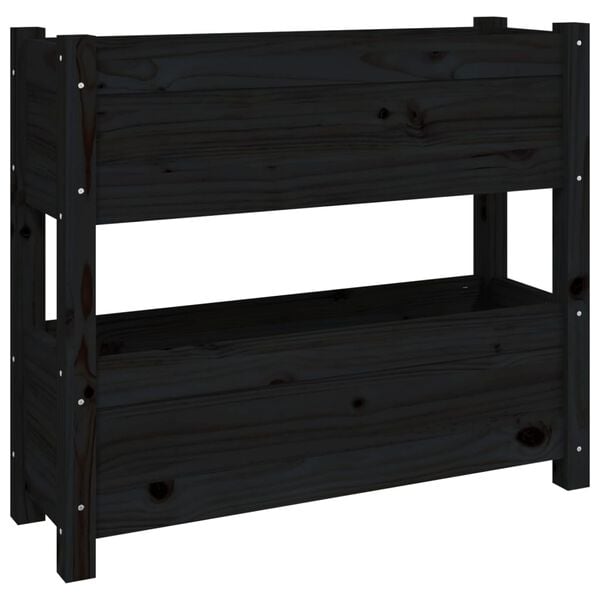 vidaXL Jardinera de madera maciza de pino negro 77x25x66 cm