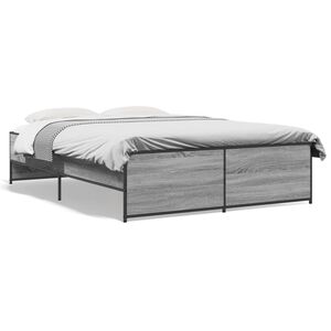 vidaXL Estructura cama madera ingenier&iacute;a metal gris Sonoma 135x190 cm