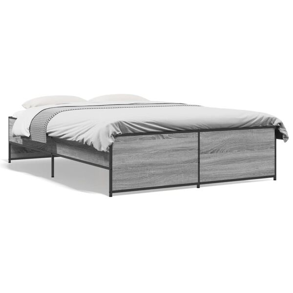 vidaXL Estructura cama madera ingenier&iacute;a metal gris Sonoma 135x190 cm