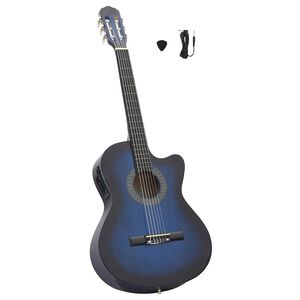 vidaXL Guitarra cl&aacute;sica occidental con ecualizador y 6 cuerdas azul