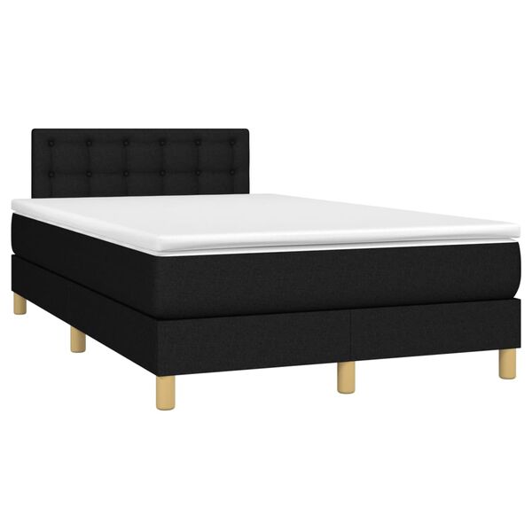 vidaXL Cama box spring con colch&oacute;n LED tela negro 120x200 cm